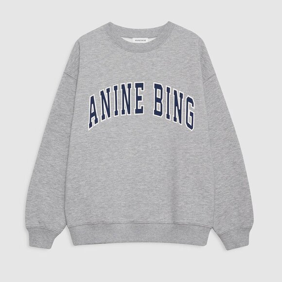 Anine Bing Spencer Sweatshirt Heather Gray with Navy Size M NWT - Picture 2 of 5